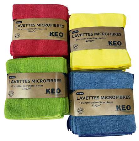 Image de LAVETTE MICROFIBRE KEO 38X38CM JAUNE SACHET DE 10