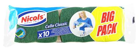 Image de EPONGE VEGETALE GRATTANTE NICOLS CELLO CLASS VERTE LOT 10