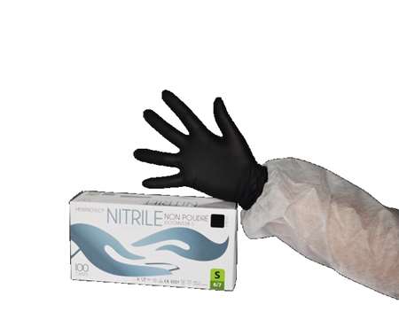 Image de GANT NITRILE NOIR NON POUDRE TL - 8/9(Boîte de 100)
