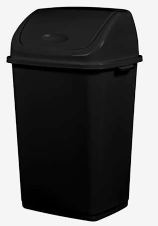 Image de POUBELLE CLAP GREEN NOIR 50L A COUVERCLE BASCULANT