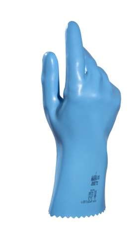 Image de GANT LATEX NATUREL JERSETTE 300 LISSE BLEU T8 (La paire)