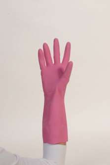 Image de GANT MENAGE LATEX FLOCKE COTON ROSE TM - 7/8 (La paire)