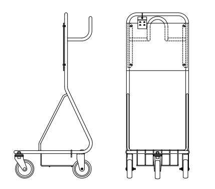 Image de KIT CHARIOT INOX 3 ROUES AVEC GRILLE ET EPINGLE POUR CENTRAL