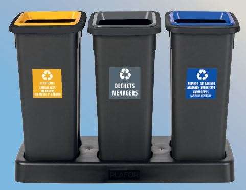 POUBELLE FIT 70L NOIRE + INSERT BLEU - ECOGREEN