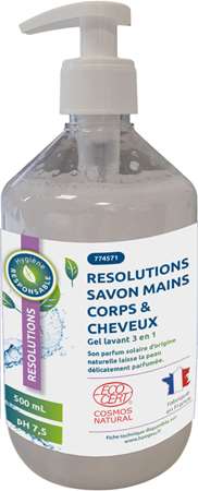 Image de RESOLUTIONS SAVON MAINS CORPS & CHEVEUX 500ML ECOCERT COSMOS
