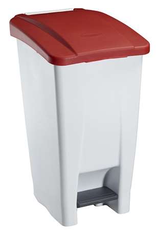 Image de POUBELLE MOBILE PEDALE BLANC/ROUGE 60 L