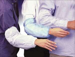 Image de MANCHETTE POLYETHYLENE BLEUE ELASTIQUEE (Boîte de 100)